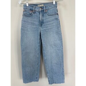 Madewell The Perfect Vintage Wide-Leg Crop Jean Light Wash Raw Hem 24